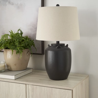 24" Ceramic Jug Farmhouse Table Lamp - Nourison - Image 3