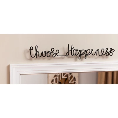 Evergreen Choose Happiness Cursive 3-D Metal Wall Decor In Black Finish