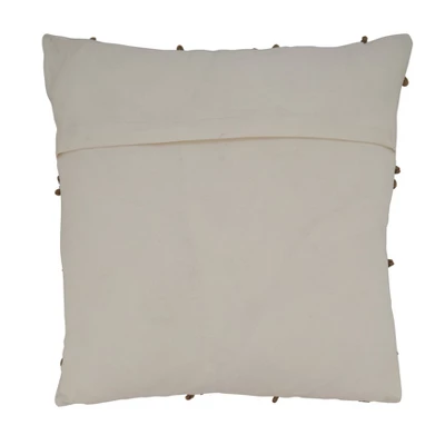 Saro Lifestyle Dori Embroidered Throw Pillow With Down Filling, White, 18" X 18"
