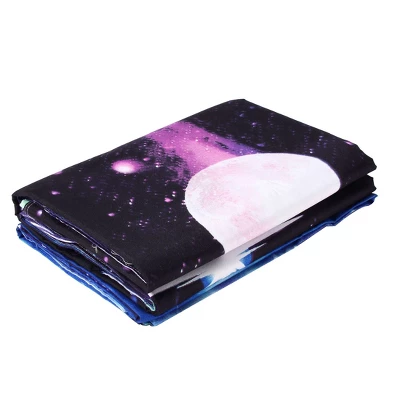 PiccoCasa Polyester Galaxy Sky Cosmos Night Pattern 3D Printed Duvet Cover Set With 2 Pillowcases 4 Pcs Queen Dark Purple - Image 6