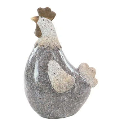 13" X 8" Magnesium Oxide Country Polystone Chicken Garden Sculpture Gray - Olivia & May - Image 4