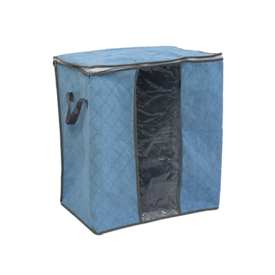 Unique Bargains Family Quilt Clothes Dustproof Zippered Non Woven Fabric Decorative Storage Bins 17.3"x11.8"x18.5" Pale Blue 1 Pc - Image 4