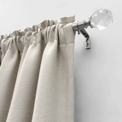 Decorative Drapery Curtain Rod With Faceted Crystal Finials Brushed Nickel - Lumi Home Furnishings - Image 2