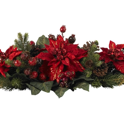 Poinsettia & Berry Centerpiece - Nearly Natural - Image 3