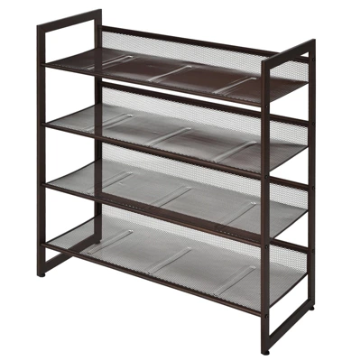 Tangkula Iron Shoe Shelf 2/3/4-Tier Space Saving Layered Shoes Shelving Shoes Storage Organizer - Image 12