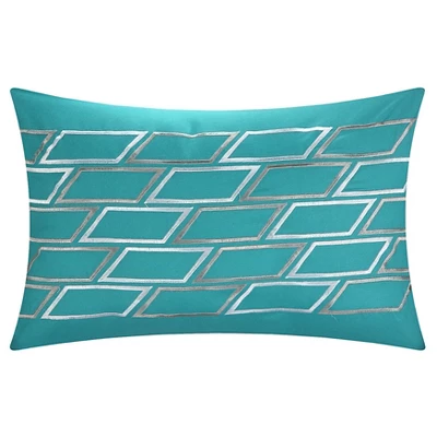 Amaretto Chevron And Geometric Printed Reversible Comforter Set 8 Piece (Twin XL) Aqua - Chic Home Design - Image 2