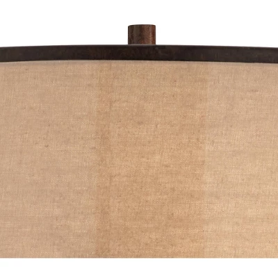 Franklin Iron Works Andes Modern Industrial Table Lamp 27 1/2" Tall Oil Rubbed Bronze Metal Stacked Double Fabric Drum Shade For Bedroom Living Room - Image 2