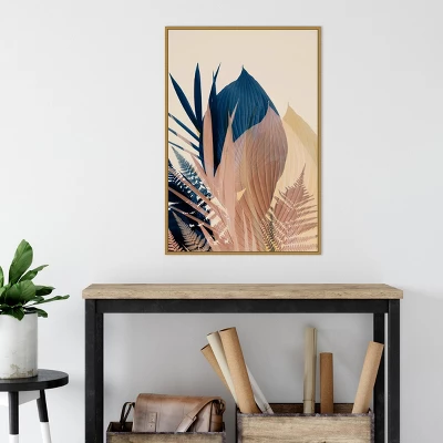 22" X 33" Pastel Jungle Plants 3 By Ian Winstanley Framed Canvas Wall Art Gold - Amanti Art - Image 4