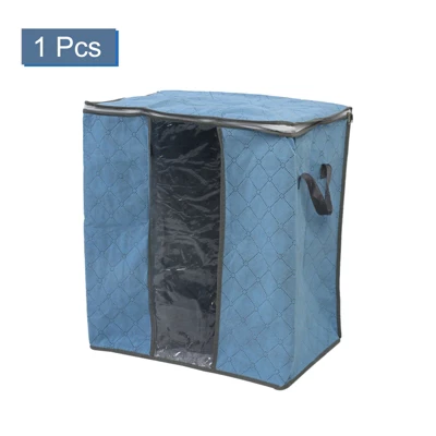 Unique Bargains Family Quilt Clothes Dustproof Zippered Non Woven Fabric Decorative Storage Bins 17.3"x11.8"x18.5" Pale Blue 1 Pc - Image 2