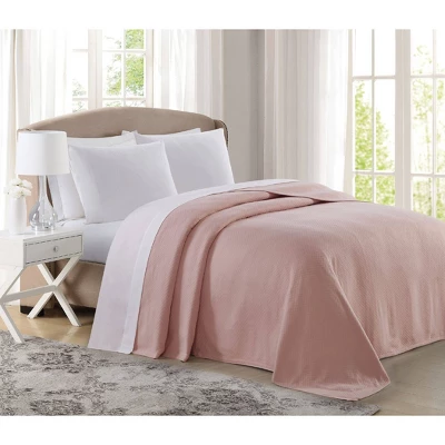King Deluxe Woven Cotton Bed Blanket Blush - Charisma