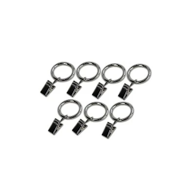 Versailles Home Fashions 7pk Steel Clip Window Curtain Rings - Brushed Nickel