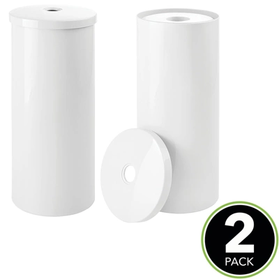 MDesign Toilet Tissue Roll Holder Canister Stand, Stores 3 Rolls, 2 Pack