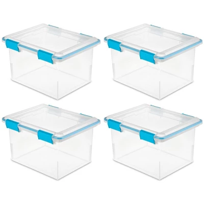 Sterilite 32 Quart Stackable Clear Plastic Storage Tote Container With Blue Gasket Latching Lid For Home And Office Organization, Clear - Image 7