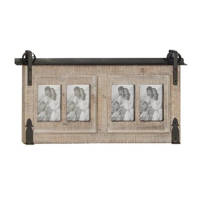 Wood 4 Slot Wall Photo Frame With Metal Accent Brown - Olivia & May - Image 4