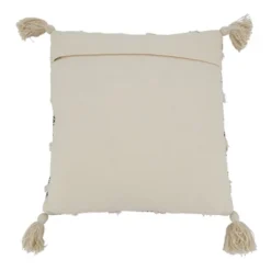 Saro Lifestyle Tufted Diamond Block Print Decorative Pillow Cover, Black, 20"