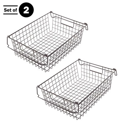 Set Of 2 Storage Bins - Basket Set For Toy, Kitchen, Closet, And Bathroom Storage - Large Shelf Organizers With Handles By Home-Complete (Brown)