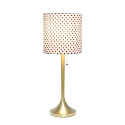 Tapered Desk Lamp With Polka Dot Fabric Drum Shade Gold - Simple Designs