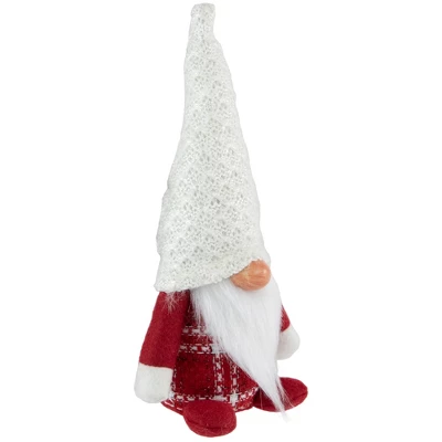 Northlight 9.5" Red And White Plaid Boy Gnome Christmas Decoration - Image 2