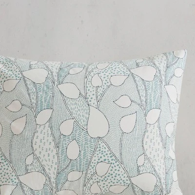 Anya Vine Printed Cotton Duvet Cover Set Aqua Blue - Urban Habitat - Image 4