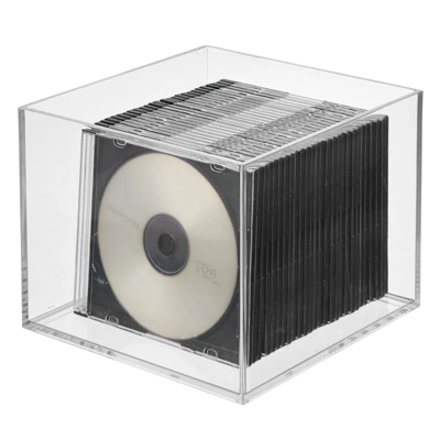 MDesign Plastic Storage Desk Organizer Bin For Home, Office - 3 Pack, Clear - Image 7