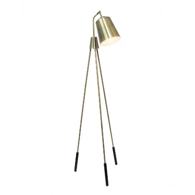 Industrial Tripod Floor Lamp With Interior Spotlight Antique Brass - Lalia Home