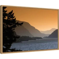 23" X 16" Scenic View Of The Columbia River Gorge By David Frazier Danita Delimont Framed Canvas Wall Art - Amanti Art
