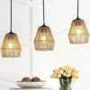 30" LED 3-Light Seagrass/Metal Ibiza Island Coastal Pendant Oil Rubbed Bronze/Natural - JONATHAN Y