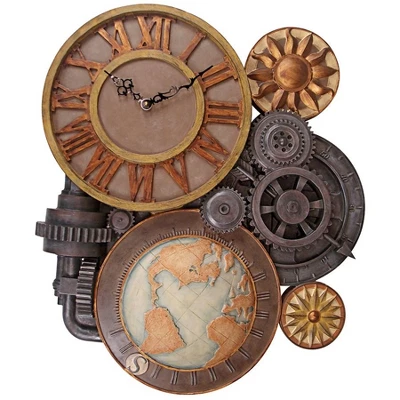 Design Toscano Gears Of Time Sculptural Wall Clock: Large