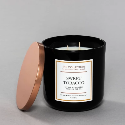 12oz Black Glass Jar 2-Wick Candle Sweet Tobacco - The Collection By Chesapeake Bay Candle - Image 3