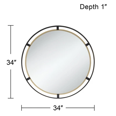 Uttermost Crest Round Vanity Decorative Wall Mirror Rustic Distressed Bronze Antiqued Gold Metal Frame 34" Wide For Bathroom Bedroom Living Room House - Image 6