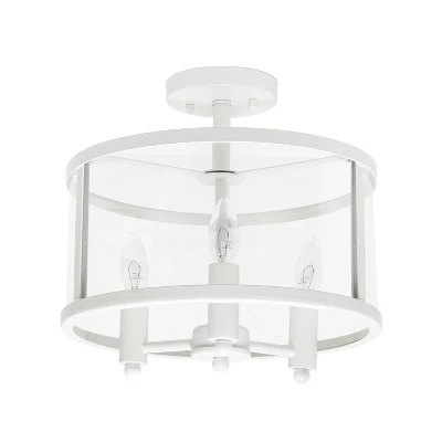 3-Light 13" Industrial Farmhouse Glass/Metallic Accented Semi-flushmount Ceiling Light - Lalia Home - Image 15