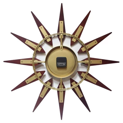 30" Metal Orion Wall Clock Walnut Brown - Infinity Instruments