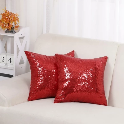 PiccoCasa Sequin Throw Pillow Covers Glitzy Shiny Sparkling Satin Solid Square Pillowcase 4 Pcs - Image 4