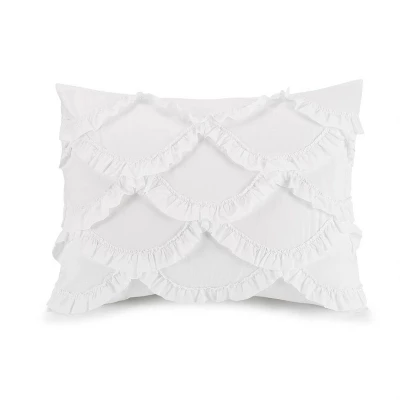 Full/Queen 4pc Ruffled Scallop Comforter Set White - Jessica Simpson - Image 2