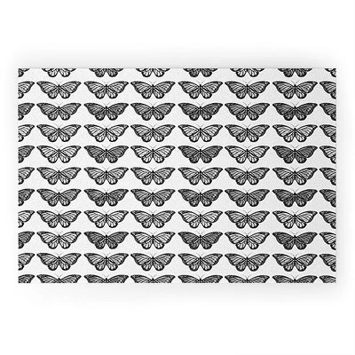 Avenie Monarch Butterfly Black And White Looped Vinyl Welcome Mat - Society6 - Image 6
