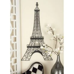 Metal Eiffel Tower 3D Wire Wall Decor With Crystal Embellishments Black - Olivia & May