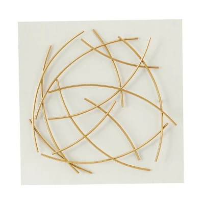 24" X 24" Metal Abstract Overlapping Lines Wall Decor With White Backing White - CosmoLiving By Cosmopolitan