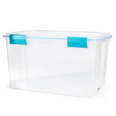 Sterilite 54 Quart Clear Plastic Stackable Storage Container Box Bin With Air Tight Gasket Seal Latching Lid Long Term Organizing Solution - Image 2