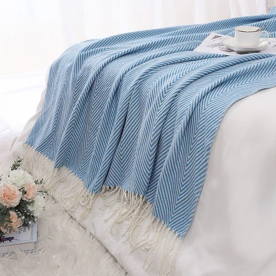 PiccoCasa Decorative Fringes In Herringbone Design Farmhouse Outdoor Faux Cashmere Throws - Image 4