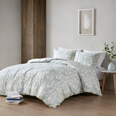 Anya Vine Printed Cotton Duvet Cover Set Aqua Blue - Urban Habitat - Image 11