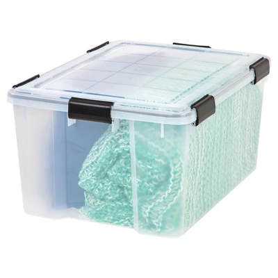 IRIS 62qt WeatherPro Plastic Storage Bin Clear