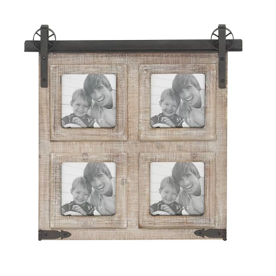 Wood 4 Slot Wall Photo Frame With Metal Accent Brown - Olivia & May - Image 5