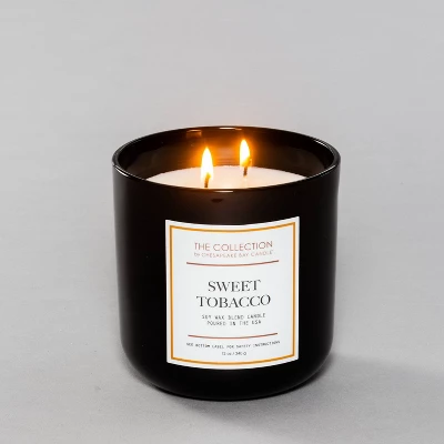 12oz Black Glass Jar 2-Wick Candle Sweet Tobacco - The Collection By Chesapeake Bay Candle - Image 2