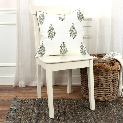 20"x20" Oversize Vintage Square Throw Pillow Cover White - Rizzy Home - Image 4