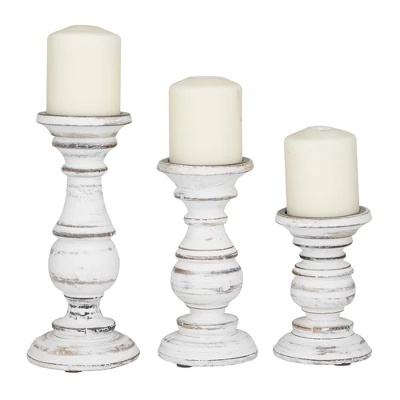 Set Of 3 Rustic Pillar Candle Holder - Olivia & May - Image 18