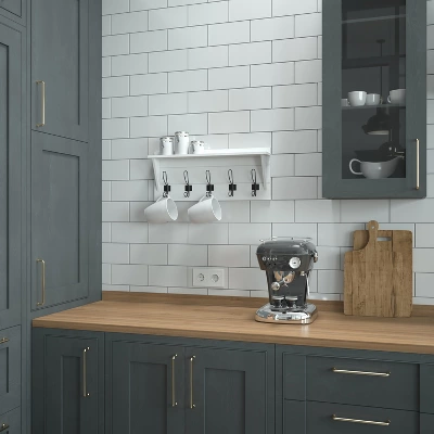 Flash Furniture Daly Wall Mounted 24 Inch Solid Pine Wood Storage Rack With Upper Shelf And 5 Hooks For Entryway, Kitchen, Bathroom, Solid White - Image 3