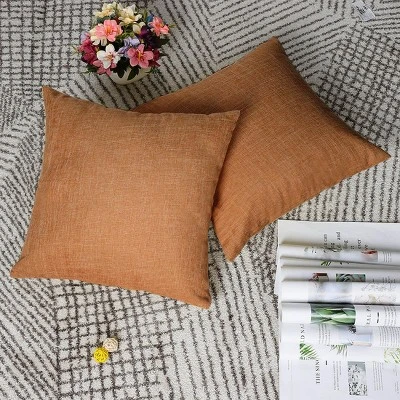 PiccoCasa Linen Blank Cotton Lined Cushion Decors Square Throw Pillowcases 2Pcs - Image 5