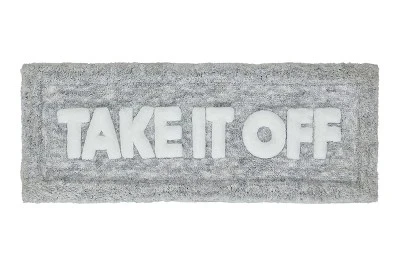 Kate Aurora Dorm Basics "Take It Off" Gray Typography Soft Tufted Oversized Bath Rug Runner - 2'x5' - Image 3