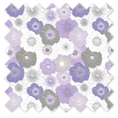 Bacati - Watercolor Floral Purple Gray Cotton Printed Single Window Curtain Panel - Image 3
