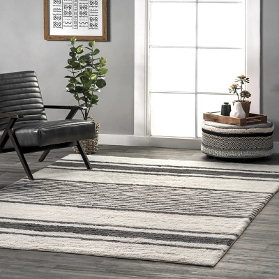 Lauren Liess X RugsUSA - Striped Wool Machine Washable Area Rug - Image 2